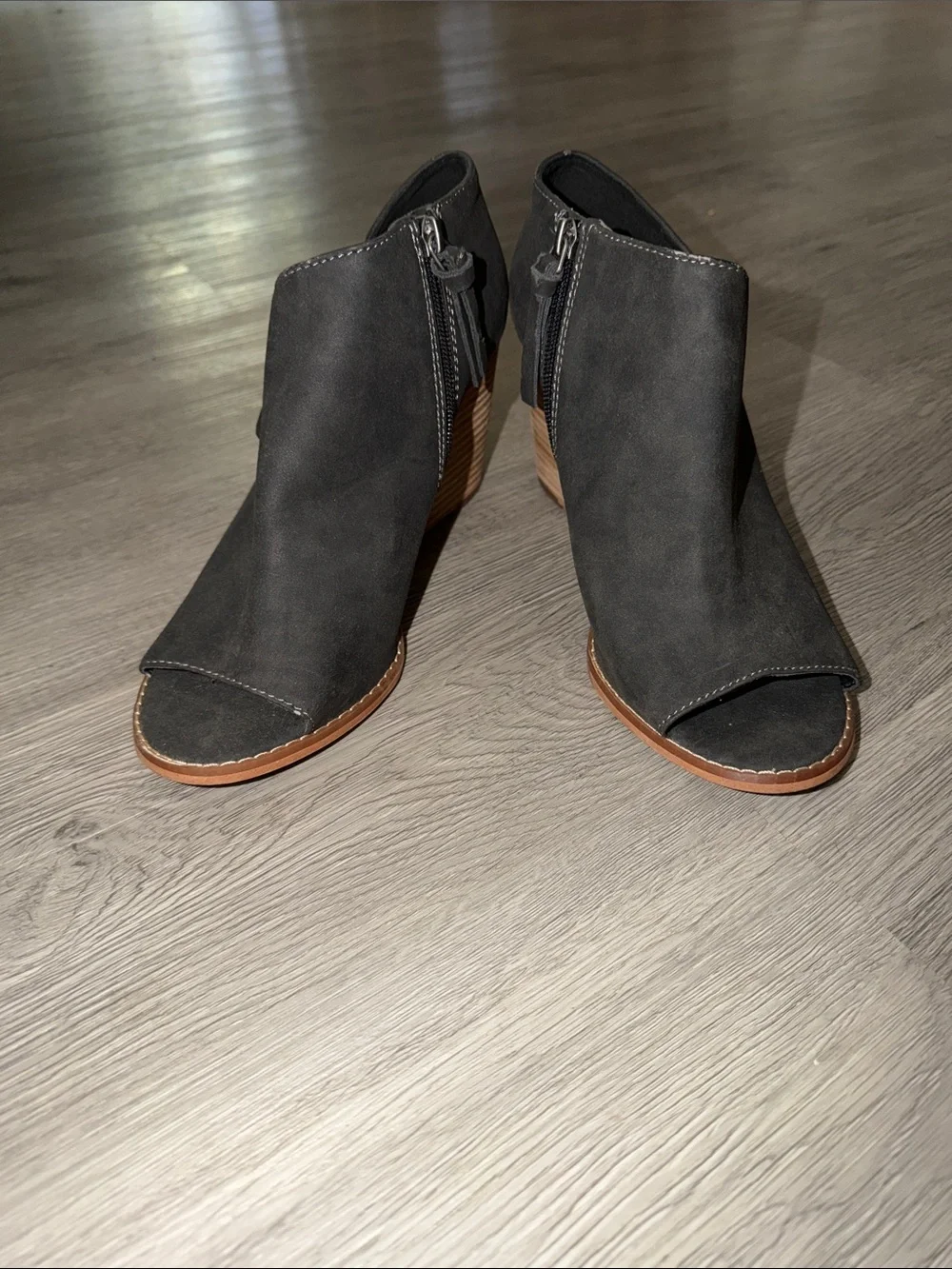 Jessica Simpson Peep-Toe Ankle Booties - Black Sz 10 EUC
